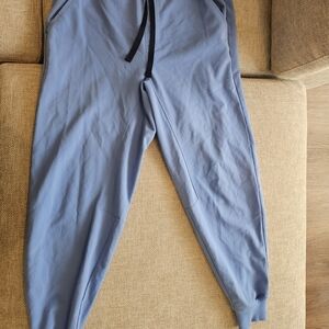 Figs Blue Technical Scrub Pants Elastic Waist/Drawstring W/ Pockets. Womens Med